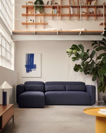 Sofà modular Neom 3 places chaise longue dret/esquerre blau 263 cm