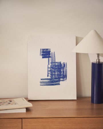 Tableau abstrait Sagaro blanc et bleu 30 x 40 cm