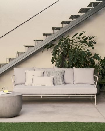 Mareluz 3 seater sofa in white steel, 197 cm