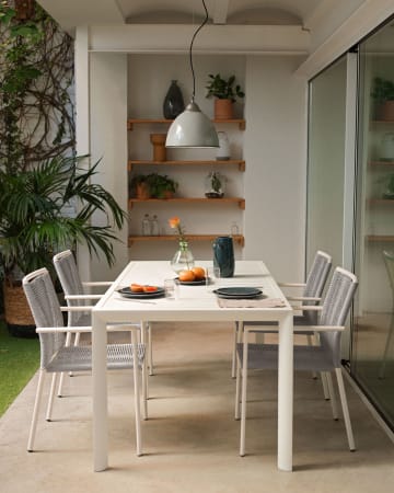 Τραπέζι εξωτερικού χώρου Culip, αλουμίνιο σε λευκό φινίρισμα, 180x90εκ