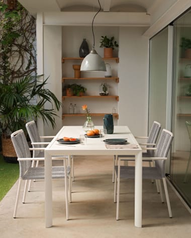 Stół ogrodowy Culip wykonany z aluminium z białym wykończeniem 180 x 90 cm