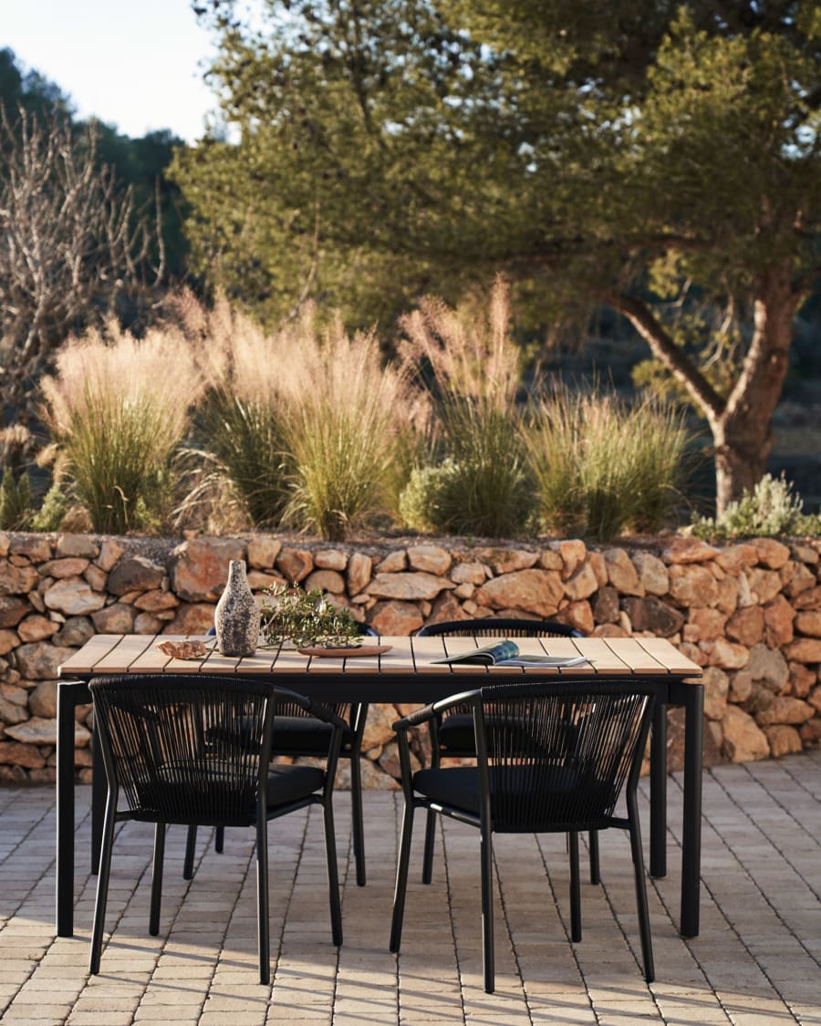 Canyelles extendable outdoor table plastic lumber & matte black aluminium 180(240) x 100 cm | Kave Home Canyelles extendable outdoor table plastic lumber & matte black aluminium 180(240) x 100 cm | Kave Home