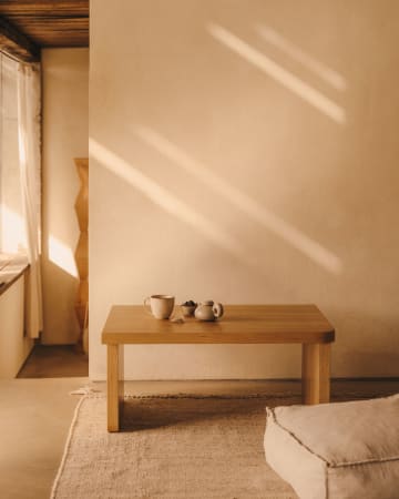 Tavolino da caffè Oaq impiallacciato rovere finitura naturale 82 x 60 cm