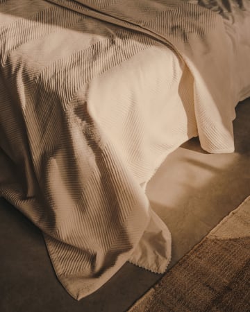 Berga wit en beige katoenen sprei voor bed van 180/200 cm