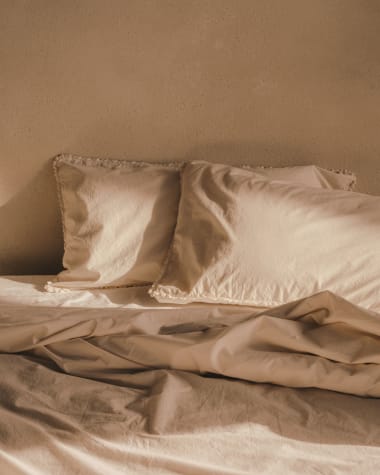 Capa de edredão Ciurana 100% algodão com renda natural para cama de 150/160 cm