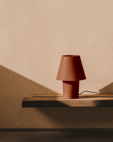 Canapost table lamp in metal with a terracotta painted finish, UK adaptor