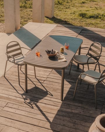 Τραπέζι εξωτερικού χώρου Joncols, αλουμίνιο σε πράσινο φινίρισμα, 180x90εκ
