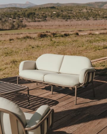 Sofa ogrodowa Joncols 2-osobowa z aluminium z szarym wykończeniem 165 cm