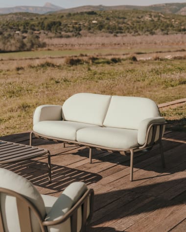 Sofa ogrodowa Joncols 2-osobowa z aluminium z zielonym wykończeniem 165 cm