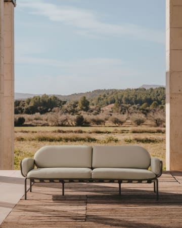 Sofa ogrodowa Joncols 3-osobowa z aluminium z szarym wykończeniem 225 cm