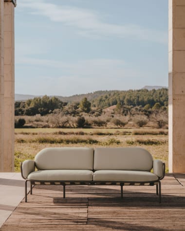 Sofa ogrodowa Joncols 3-osobowa z aluminium z zielonym wykończeniem 225 cm
