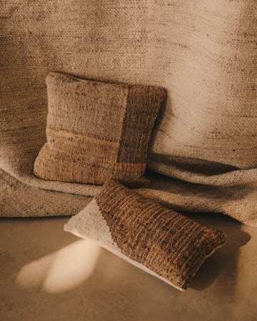 Poszewka na poduszkę Cabanes z juty i bawełny, naturalny i brązowy 30 x 50 cm