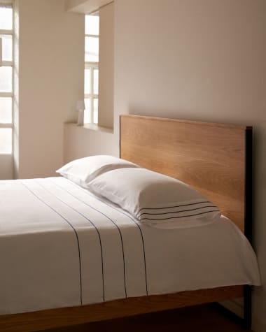 Cintia Set aus Bettdeckenbezug und Kissenhülle aus Baumwollperkal mit aufgestickten Streifen 135x200cm
