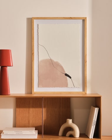 Tableau abstrait Torroella blanc et marron 50 x 70 cm