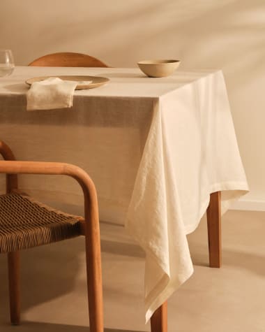 Pals 100% linen table cloth in white, 170 x 250 cm