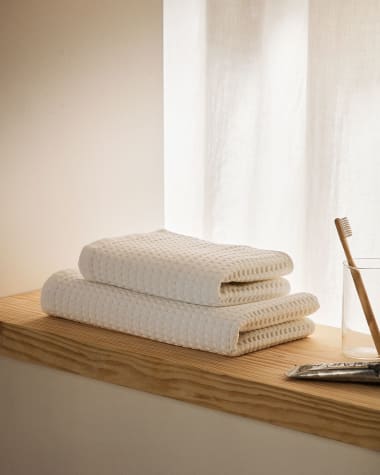 Zinnia face towel in 100% white cotton 30 x 50 cm