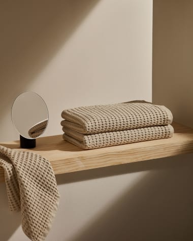 Zinnia face towel in 100% beige cotton 30 x 50 cm