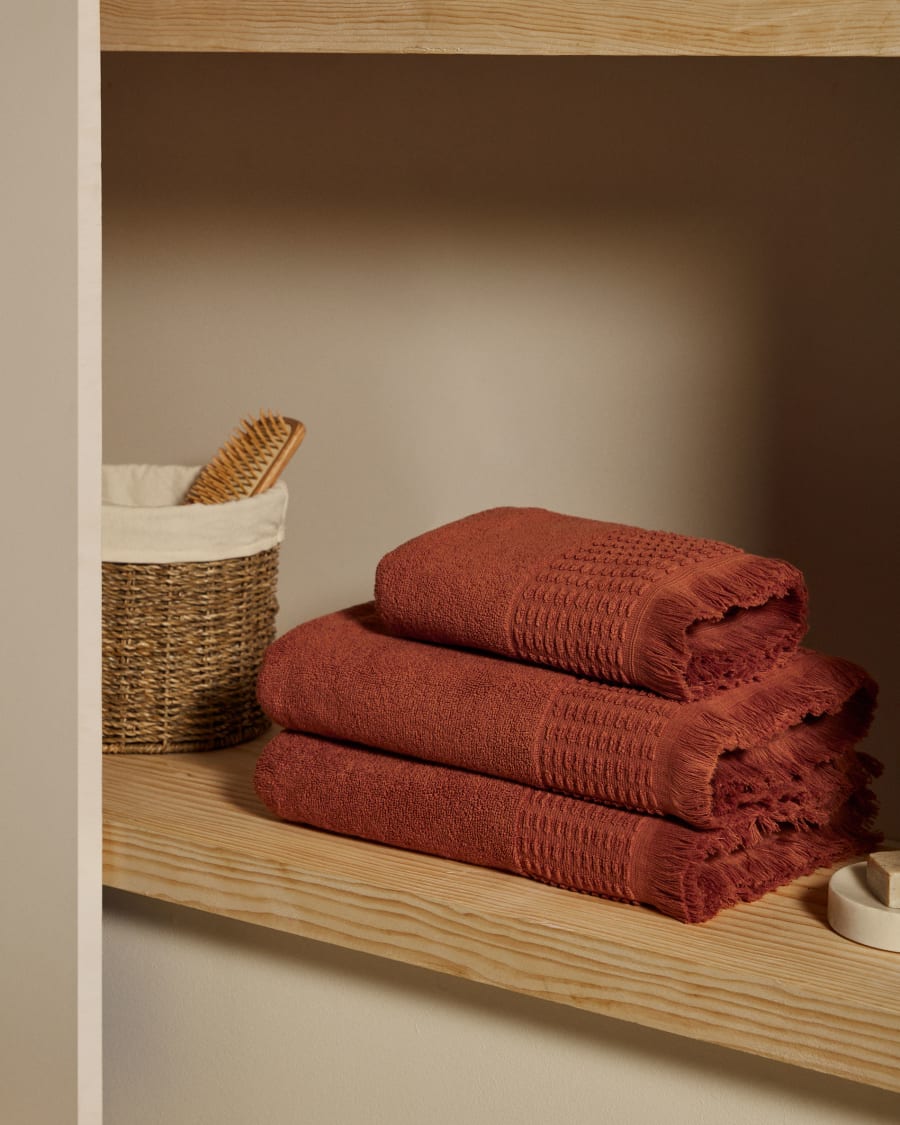slikken drijvend Oriëntatiepunt Veta handdoek van 100% katoen in terracotta 50 x 90 cm | Kave Home