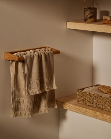 Veta kleine handdoek van 100% katoen in beige 30 x 50 cm