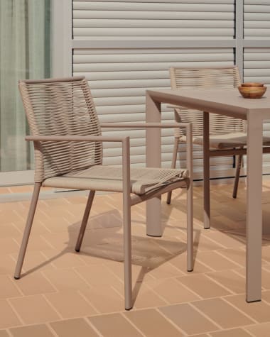Culip aluminium and cord stackable outdoor chair in brown