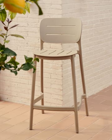 Sgabello da esterno Morella in plastica beige altezza 65 cm