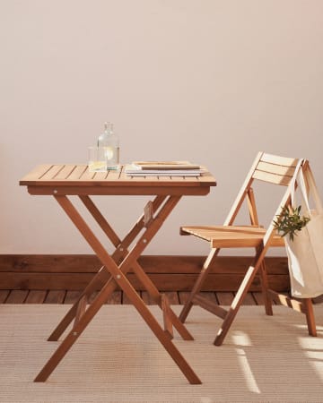 Tavolo pieghevole da esterno Sadirar in legno massello di acacia 70 x 70 cm
