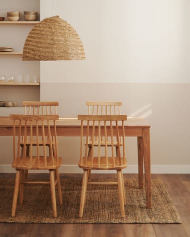 Ανοιγόμενο τραπέζι Yain, καπλαμάς και μασίφ ξύλο δρυός, 160(220)x80εκ