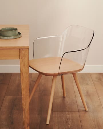 Krzesło Bjorg transparentne i lite drewno bukowe