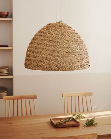 Pantalla para lámpara de techo Fonteta de fibras naturales con acabado natural Ø 60 cm