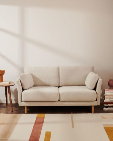 Canapé Gilma 2 places beige avec pieds finition naturelle 170 cm