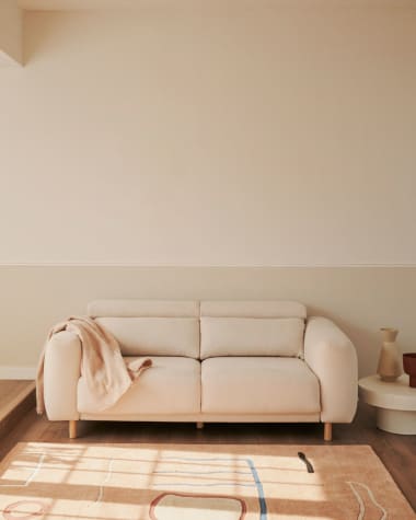 Singa 3 seater sofa in white, 215 cm