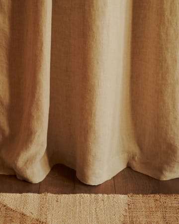 Zasłona Marja brązowa z bawełny i lnu 140 x 270 cm