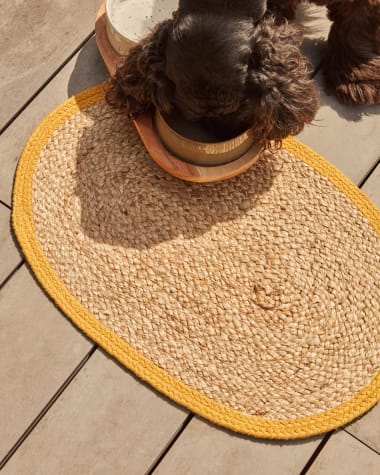 Tappeto Trufa per animale domestico in iuta e cotone senape Ø 40 x 60 cm