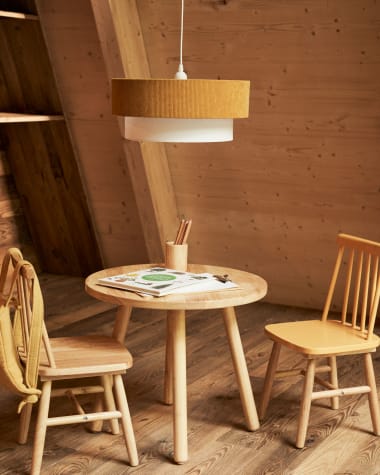 Στρογγυλό παιδικό τραπέζι Dilcia, Ø55εκ, μασίφ ξύλο καουτσούκ