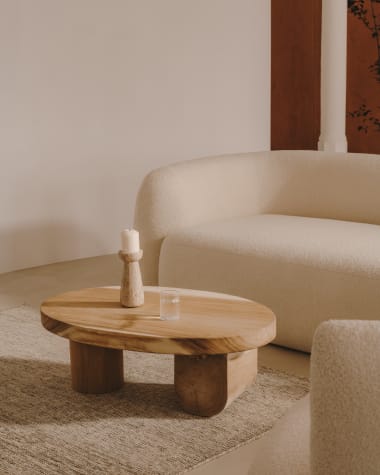 Τραπέζι σαλονιού Mosi από μασίφ ξύλο mungur, Ø 90 x 60 εκ