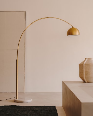 Madali metal floor lamp with brass and white marble finish