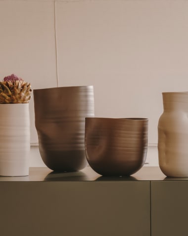 Macarelleta Vase aus Keramik in Dunkelbraun Ø 21 cm