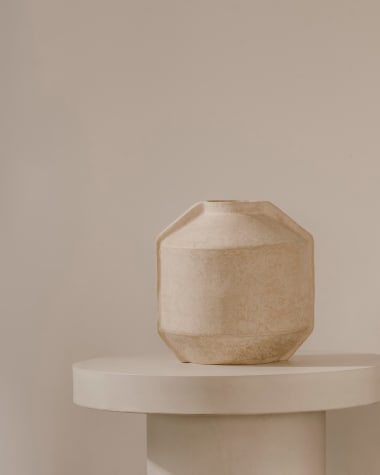 Meja Vase aus Pappmaché in Beige 47 cm