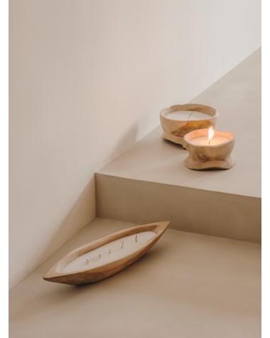 Maelia wooden candle with a natural finish Ø 60 x 16cm