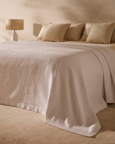 Copriletto Berga in cotone bianco per letto da 160/180 cm