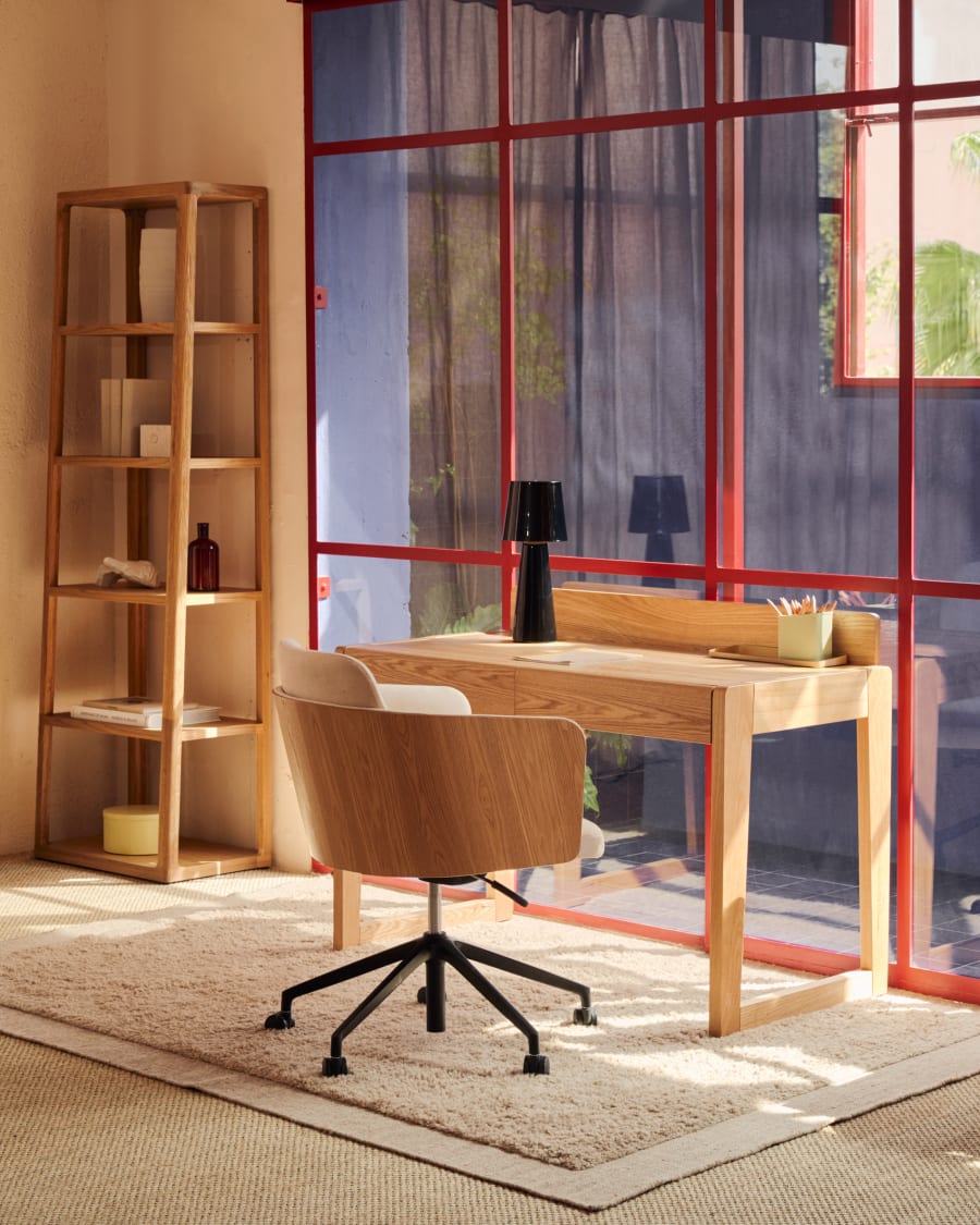 Muebles Modernos de diseño, Mesa escritorio lacado blanco estructura acero  negro