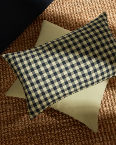 Yanil cushion cover 100% cotton green and blue squares 30 x 50 cm