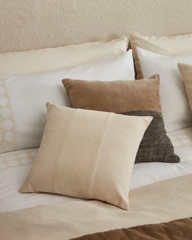Zaira cushion cover 100% cotton and white velvet 45 x 45 cm