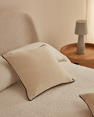 Julina 100% cotton and white velvet cushion cover with black border 45 x 45 cm