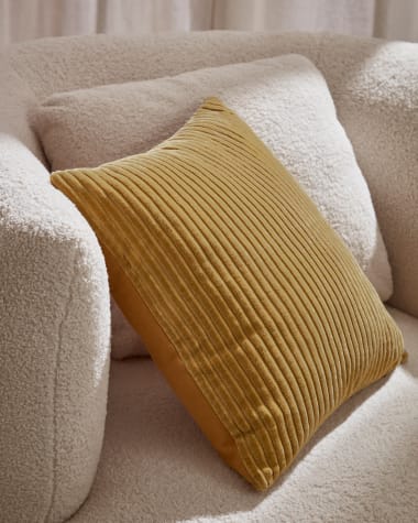Cadenet Kissenhülle 100% Baumwolle Cord senfgelb 45 x 45 cm