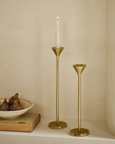 Morgana large gold metal candle holder