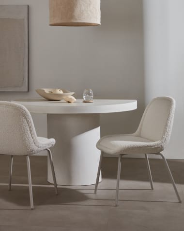 Aiguablava round table in white cement, Ø 120 cm