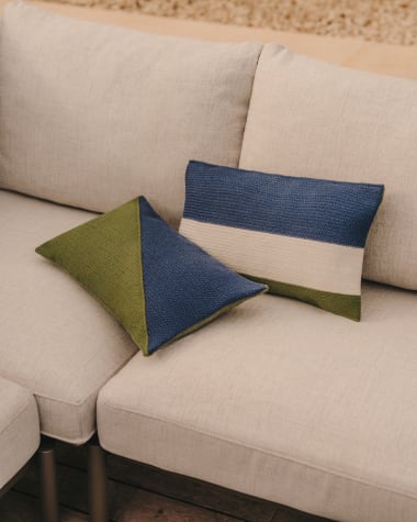 Saigua cushion cover diagonal stripes green and blue 100% PET 30 x 50 cm
