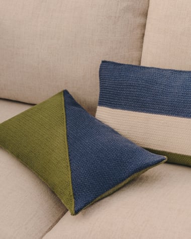 Saigua cushion cover diagonal stripes green and blue 100% PET 30 x 50 cm