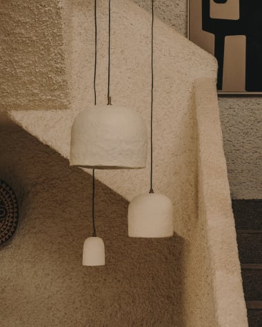 Lámpara de techo Ullaro de papel maché blanco Ø 11,5 cm